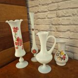 Vintage white opaline amphora vase