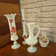 Vintage white opaline amphora vase
