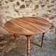 Antique walnut drop-leaf dining table – French round table 110 cm