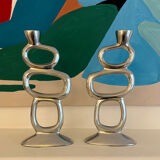 Set of 2 Circle candle holders by Matthew Hilton