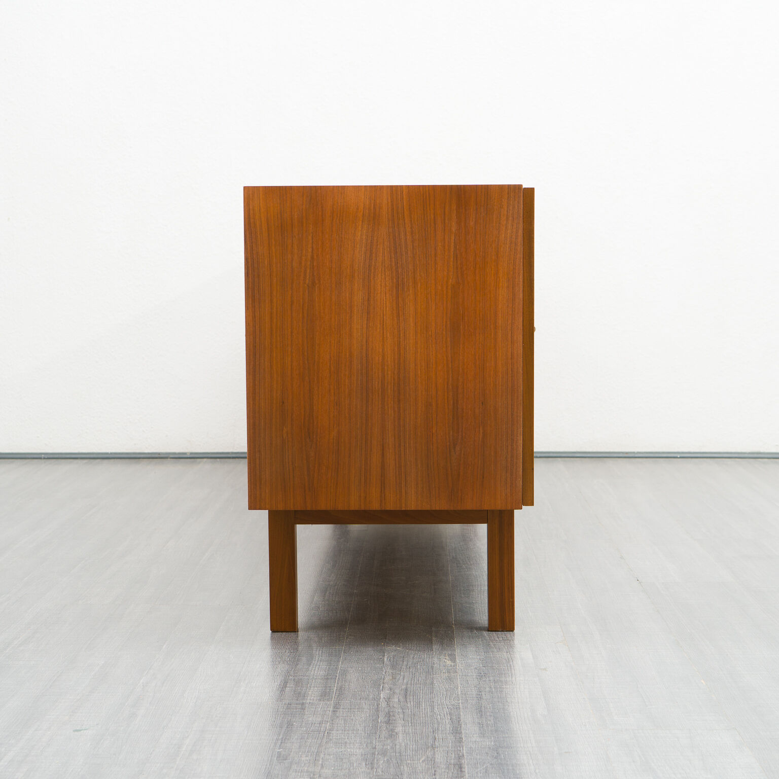 Vintage walnut wood row, restored, 220cm