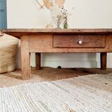 Old farmhouse coffee table in solid wood 1 drawer