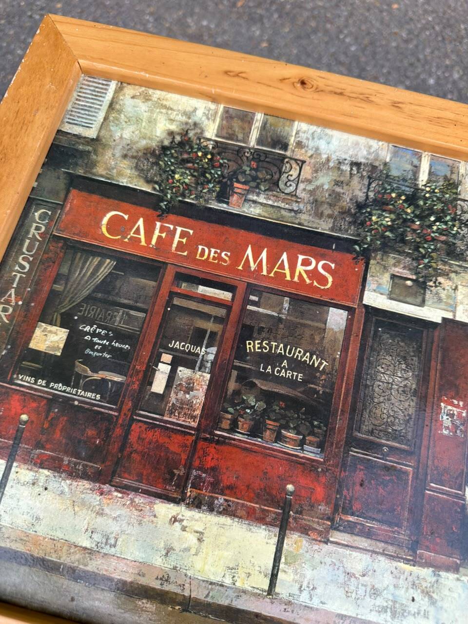 Folding wooden side table — Café des Mars Paris Vintage pattern