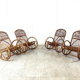 Vintage bamboo rocking chairs, 1960s, set of 4