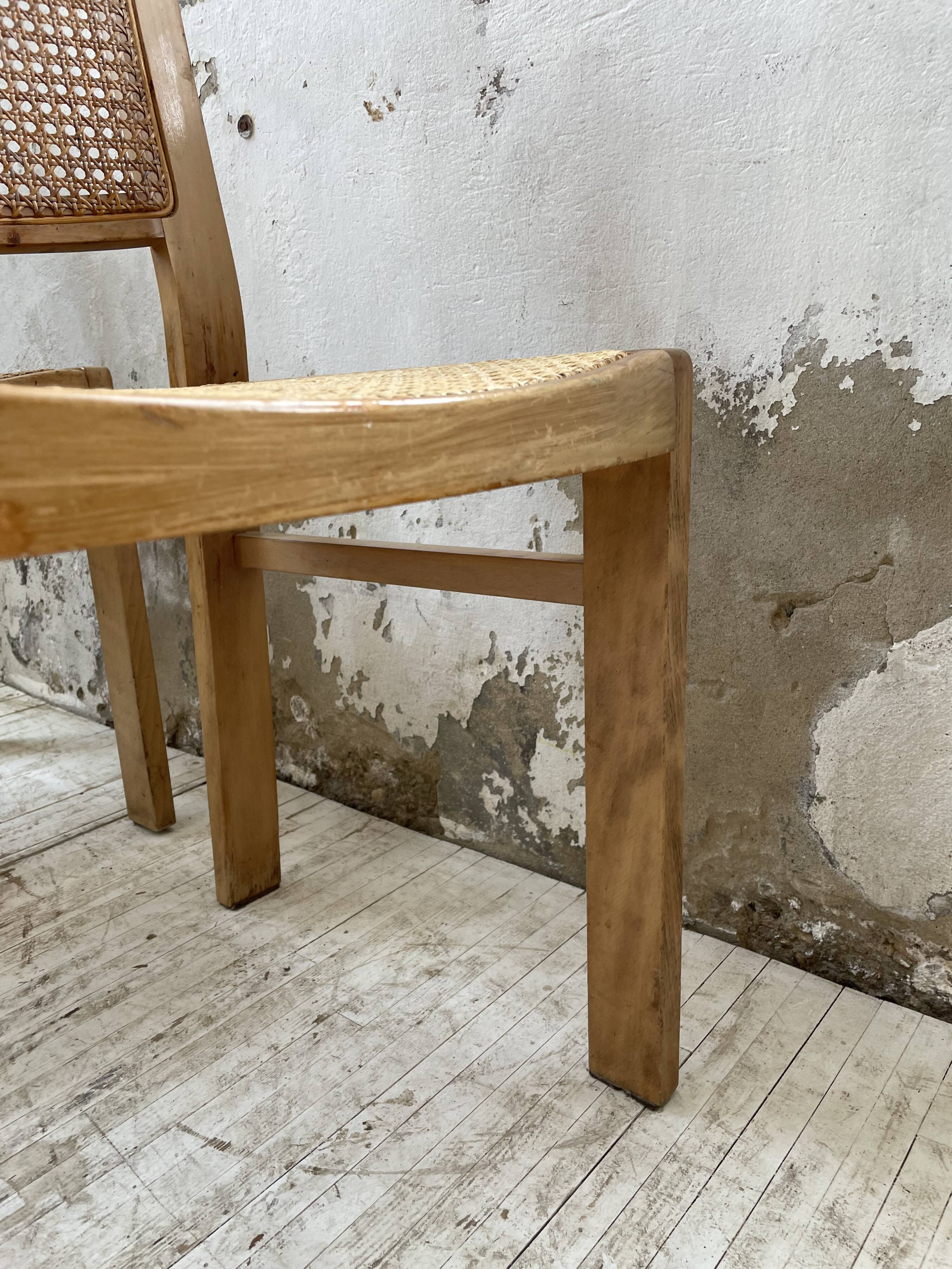 Pair of Baumann chairs beech and cannage