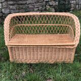 Vintage 60s rattan storage bench