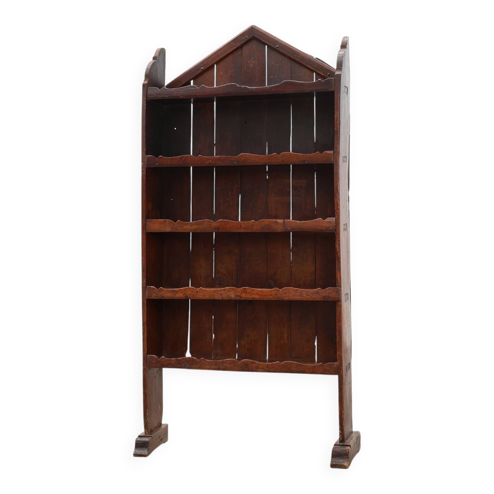 17th‑Century French Art Populaire Chestnut Cabinet with Gabled Top