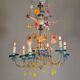 Venetian Rezzonico chandelier in multicoloured Murano glass circa 1900