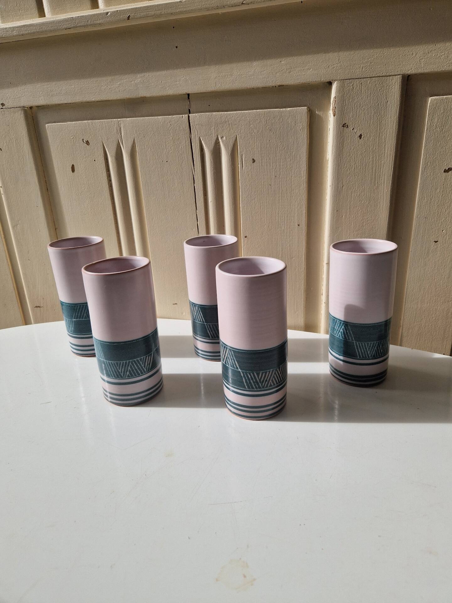 Set of 5 Ceramic Glasses Yvon Roy Dlg Capron Picault