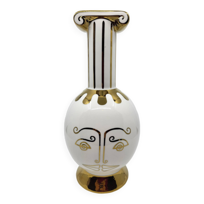 Carafe ou Vase Vincent Darré X Monoprix en céramique blanche et doré