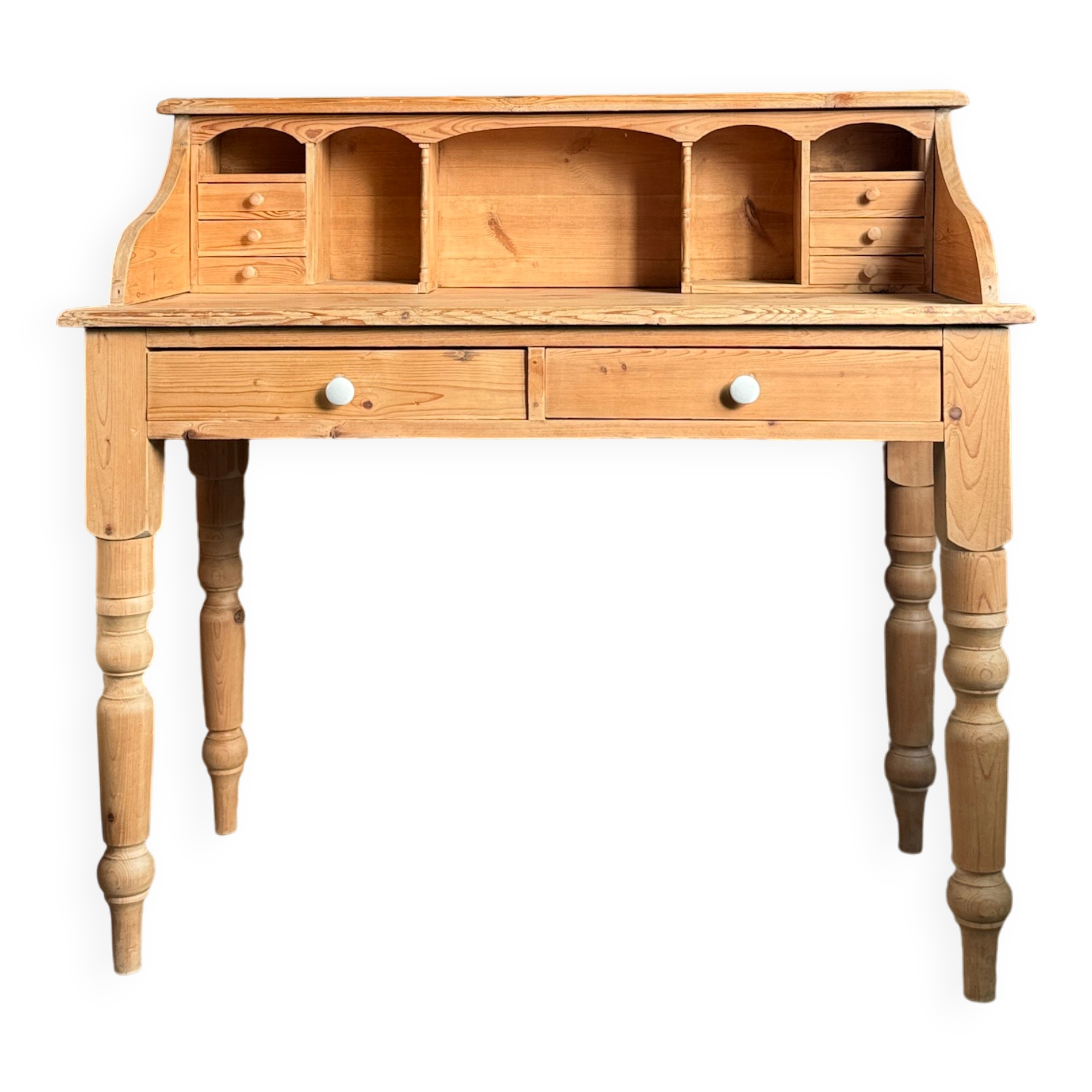 English desk with steps in solid pine (renovated)