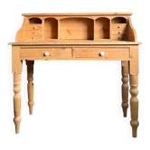 English desk with steps in solid pine (renovated)