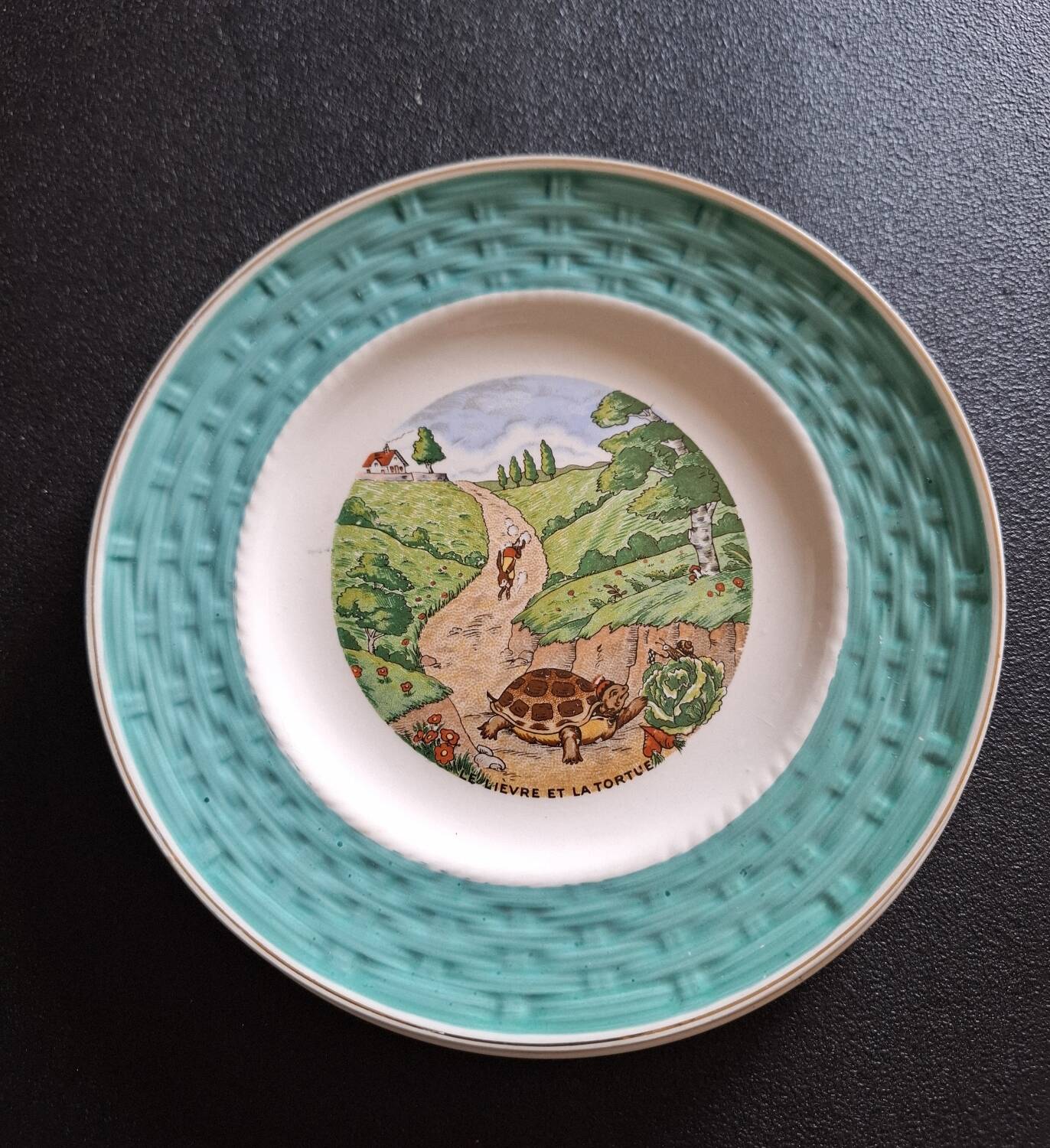 Vintage dessert service Les fables de la Fontaine