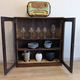 Victorian English mahogany display cabinet, elegant showcase furniture.