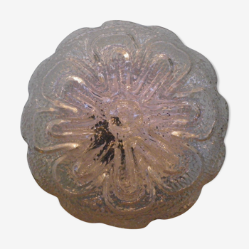 Round pressed glass ceiling light, floral center