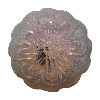 Round pressed glass ceiling light, floral center