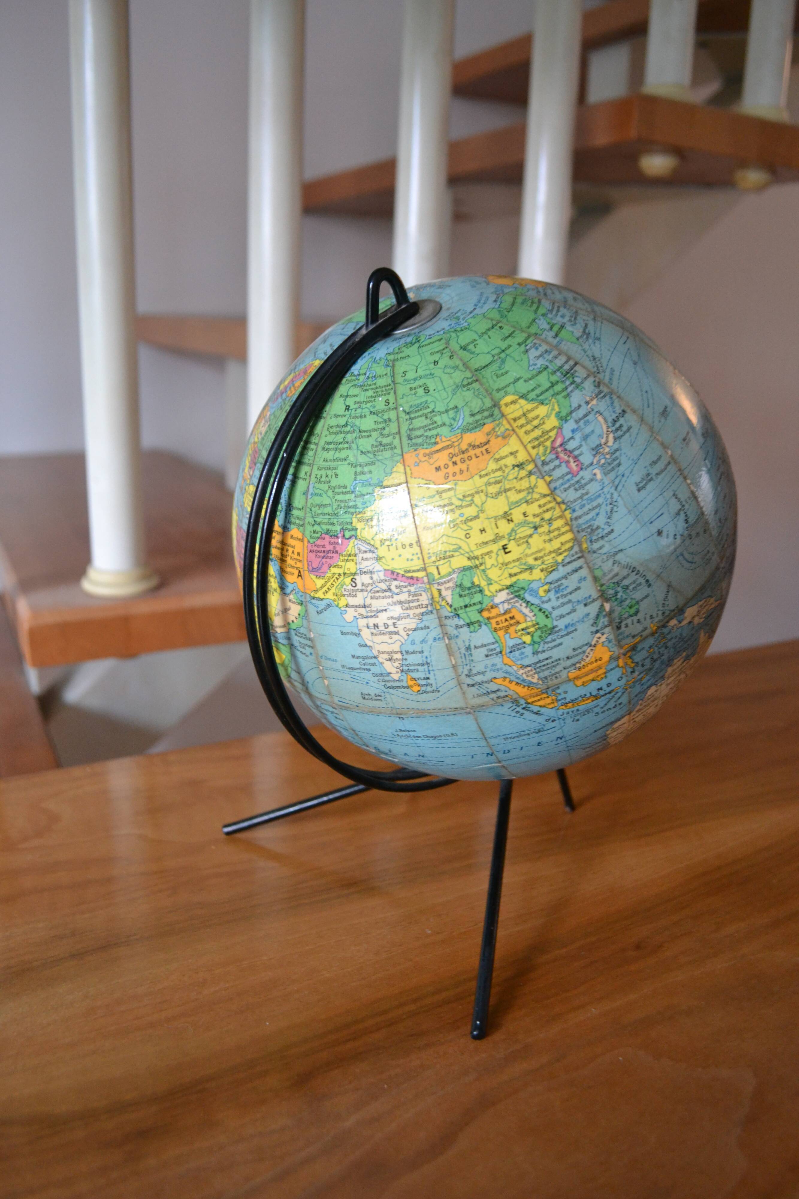 World map globe Girard Barrère 60s