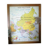 Former vintage Rossignol 50s Asia physical and political map