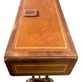 English desk, double-sided table with mahogany extension.