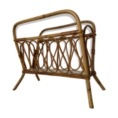 Vintage rattan magazine holder 70s