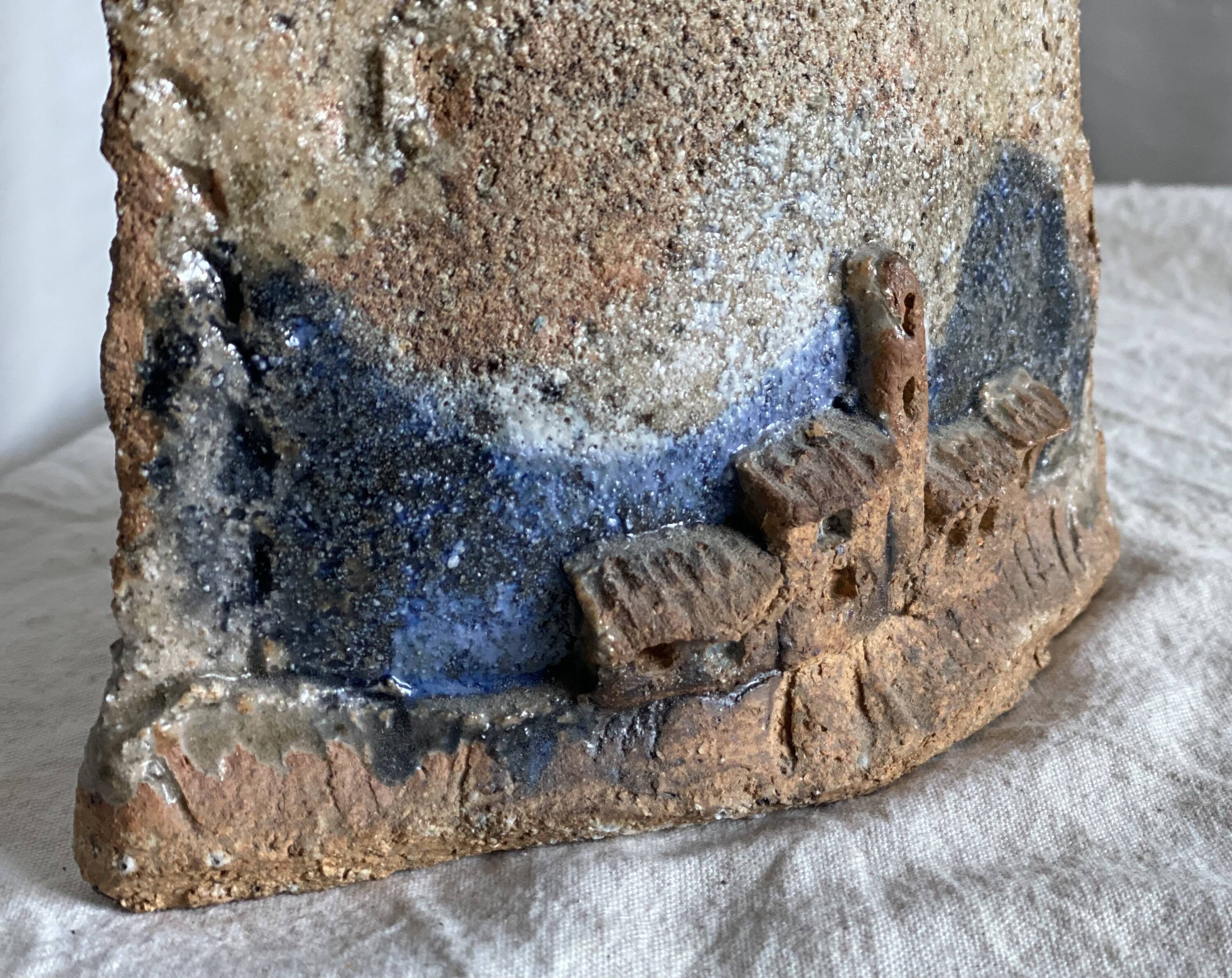 Vase by voldemar volkoff, vallauris in raw chamotte earth, vintage 1950