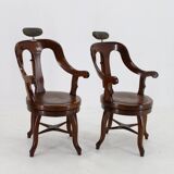 1920s Restored Rare Swivel Barber Beech Chair, Czechoslovakia
