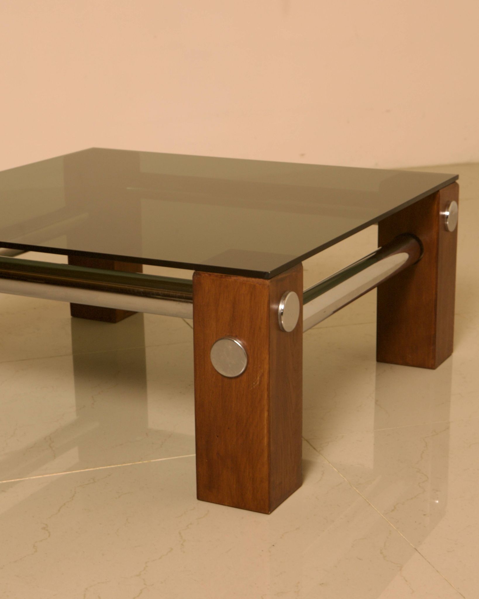 Coffee table in wood and smoked glass by Martin Visser for Spectrum 60s