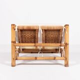 Italian Modern bamboo-wicker bench, 1970's