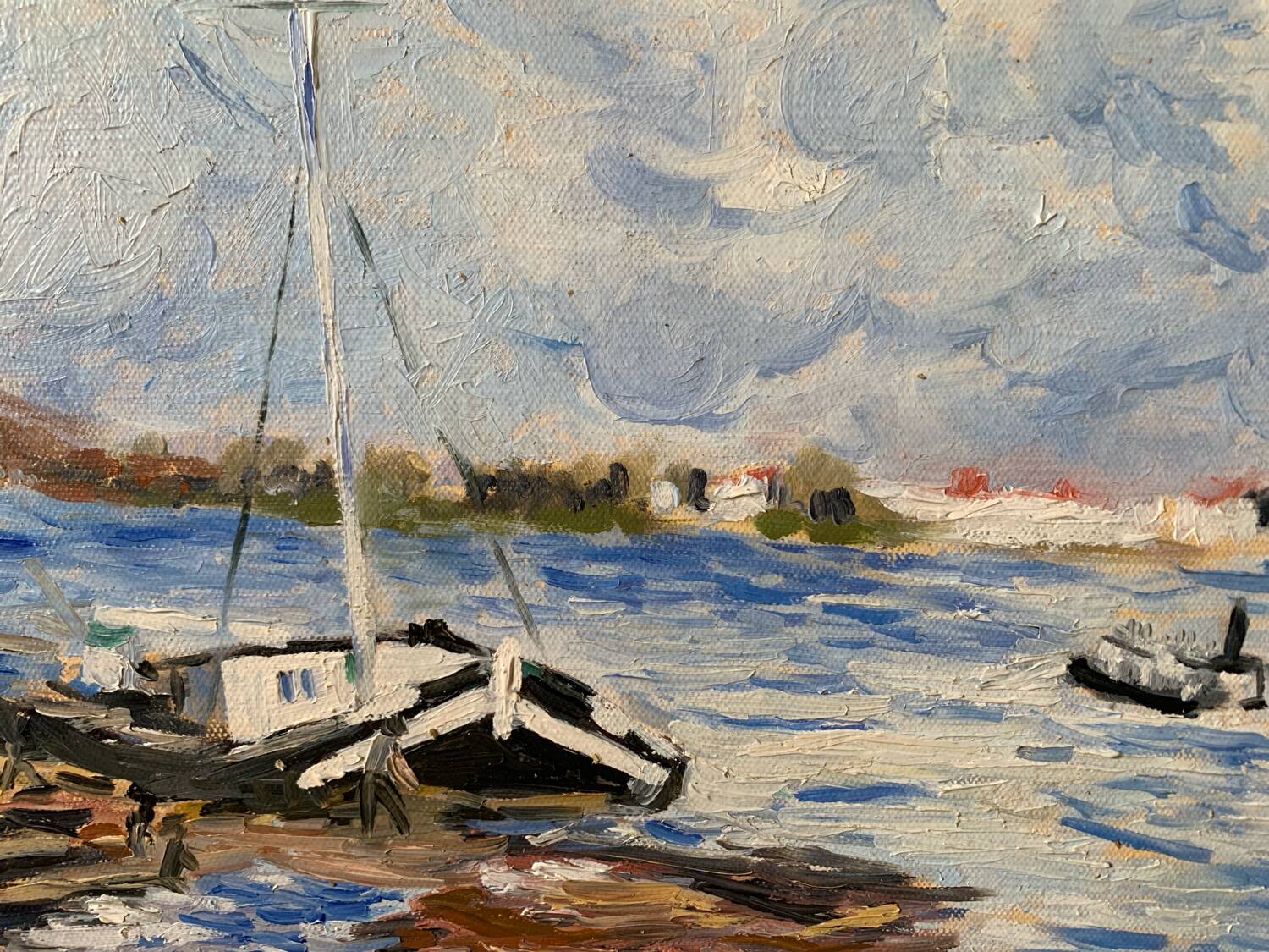 Reproduction of Boats on the Seine by Alfred Sisley