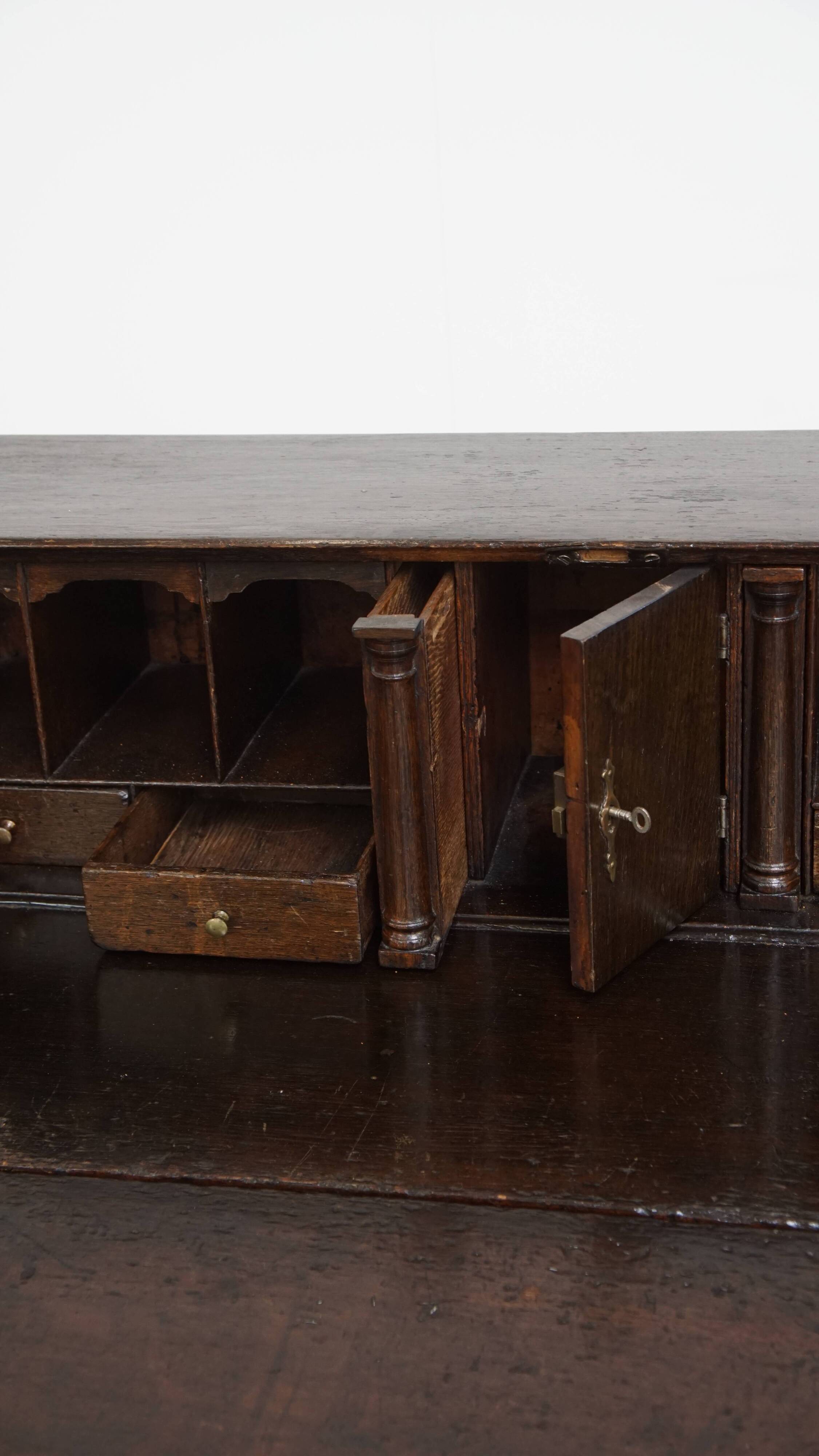 Antique English Oak Secretary / Chest of Drawers
