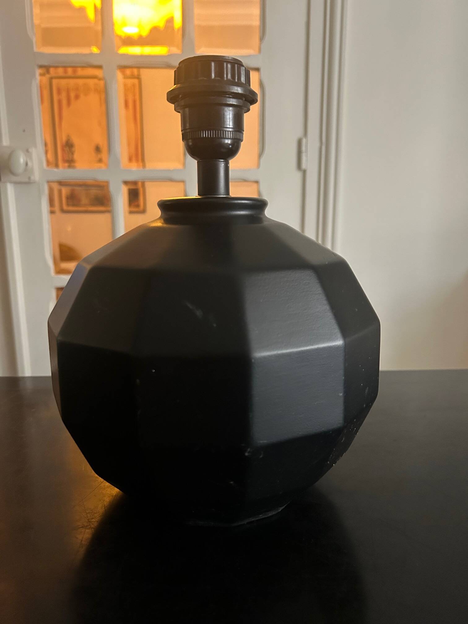 black ceramic lamp from the 80s