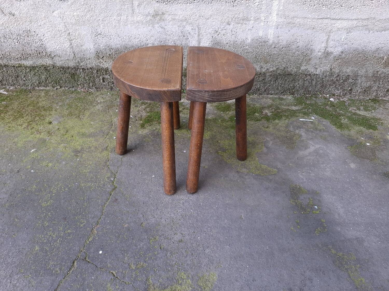 2 vintage tripod stools