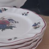 Set of 6 plates dessert model Agreste, flowers, from Sarreguemines, circa 1930