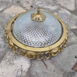 Louis XVI style bronze and glass ceiling light