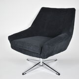 Mid-century armchair Shell, Deutsche Democratic Republic, DDR, 1960s, Black Cord, Chrome