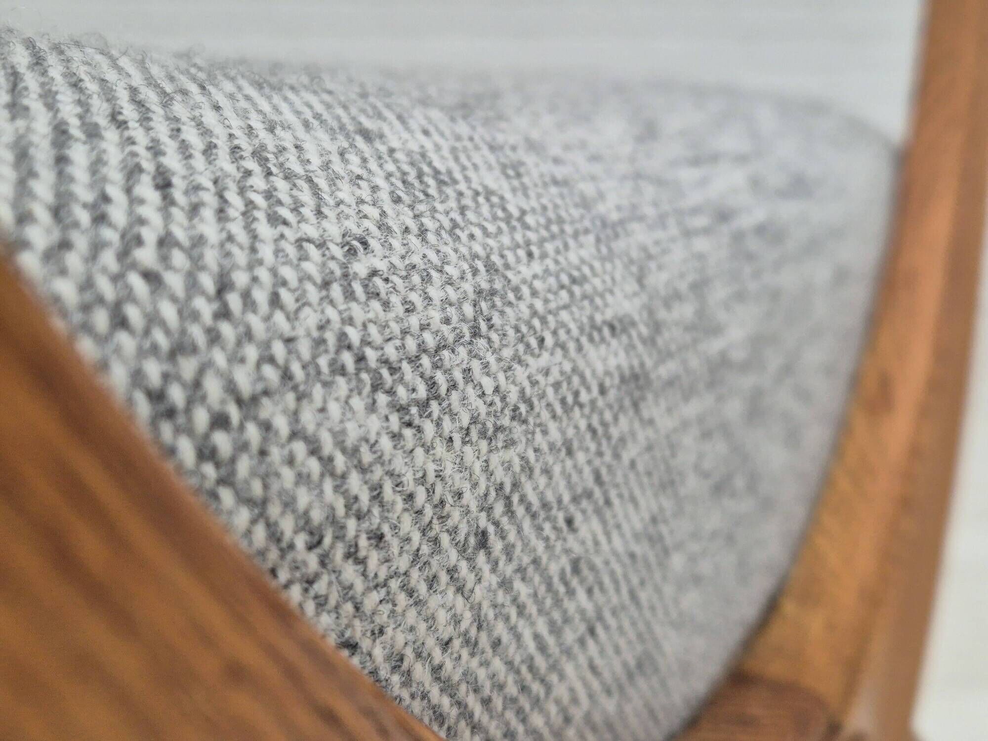 1960s, Danish armchair in solid oak wood, reupholstered, KVADRAT furniture wool.