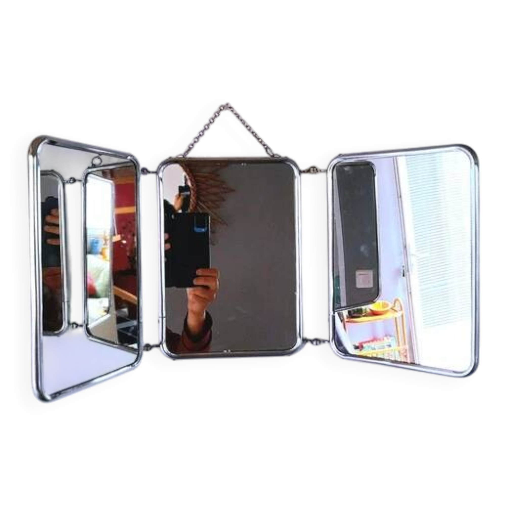 1950s triptych barber's mirror