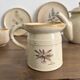 Vintage stoneware set – Botanical decoration / wildflowers – 1970s