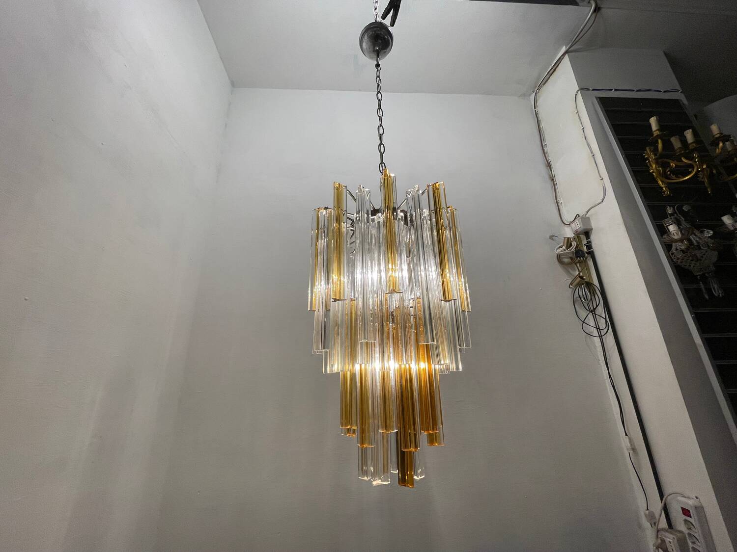 Italian Murano Glass Prism Trilobi Chandelier 1970’s