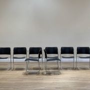 Ensemble de 8 chaises par David Rowland (en métal noir)