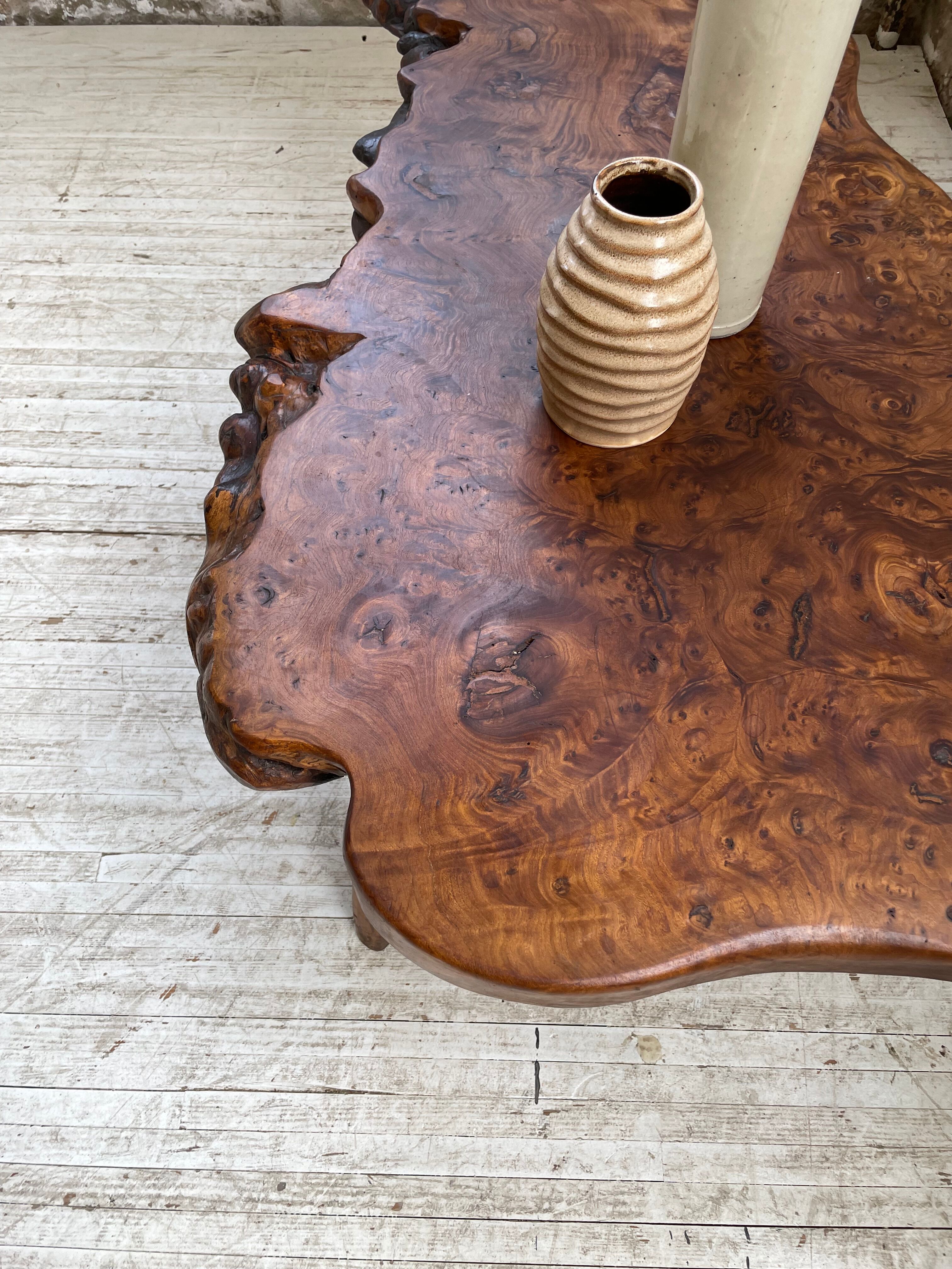 Solid free-form elm coffee table