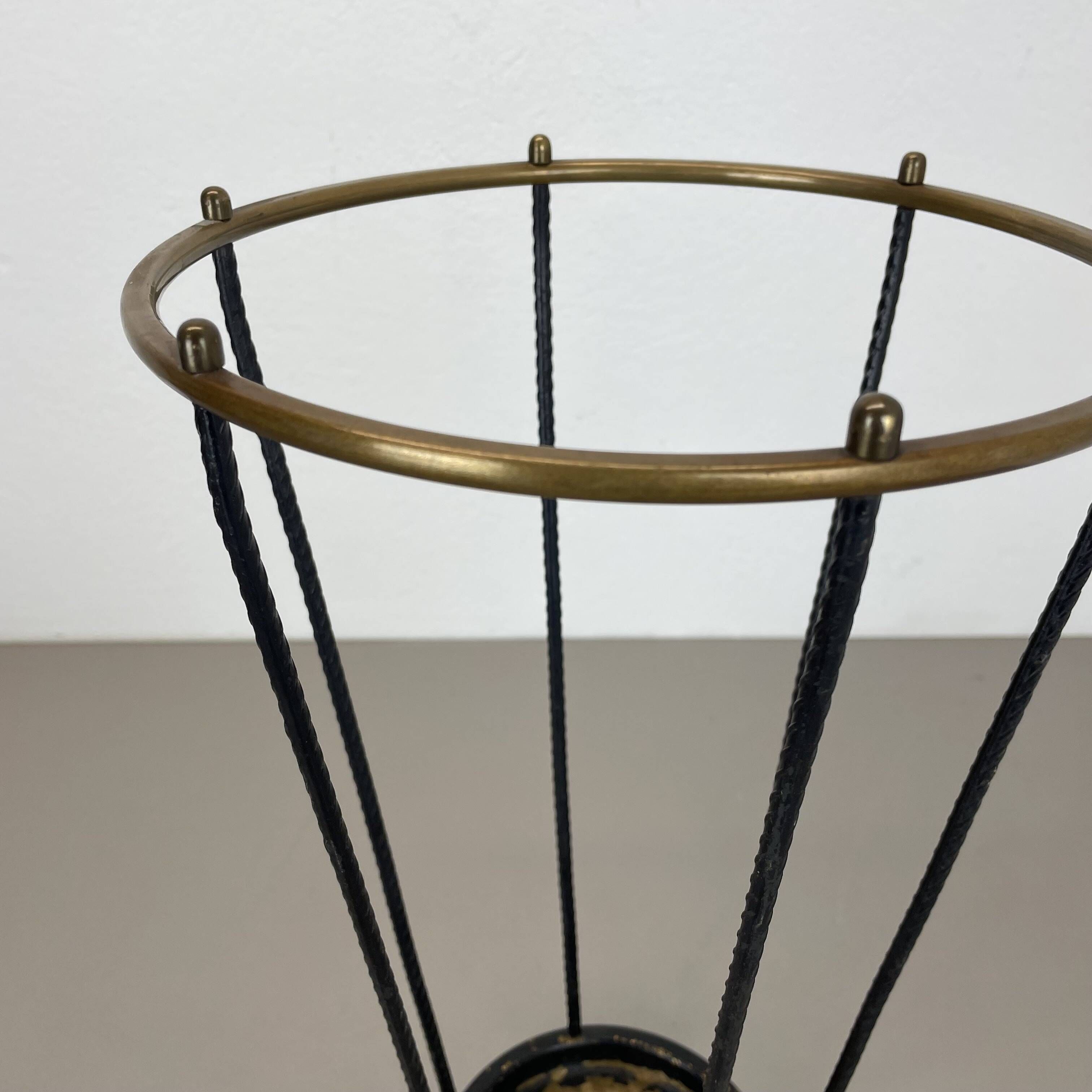 Midcentury Brass and metal BAUHAUS Style Umbrella Stand, France, 1950s