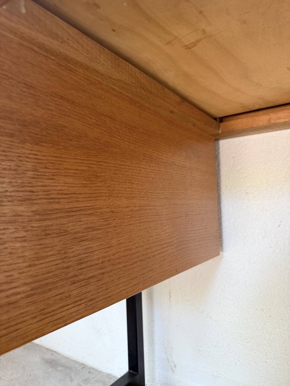 Modernist 50s oak metal desk