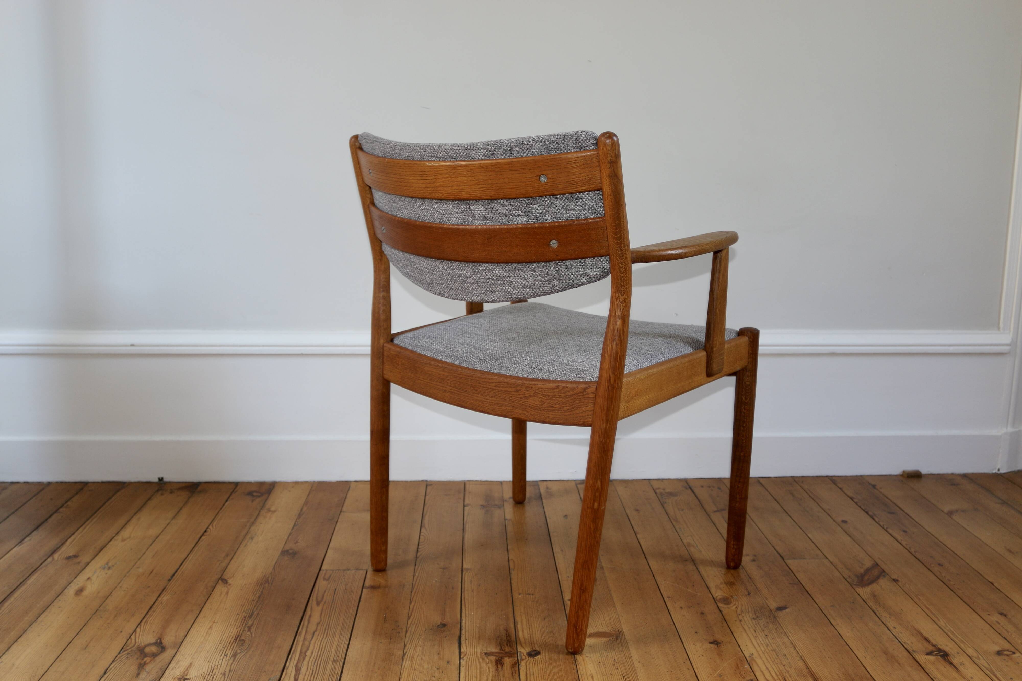 Pair of vintage Scandinavian Poul Volther J72 oak armchairs, 1960s