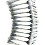 Set of 12 silver-plated metal cake forks from the Nicolet Orléans brand