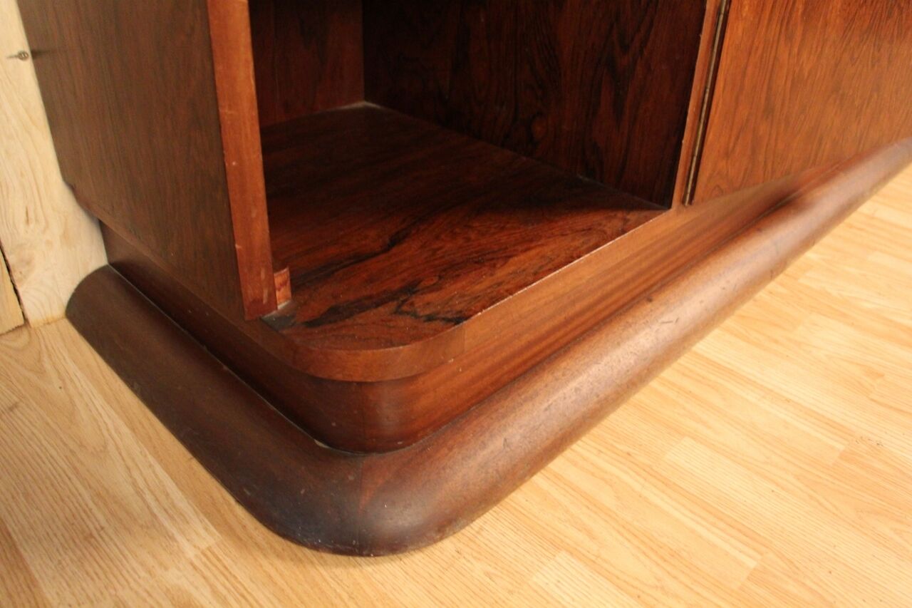 Asymmetrical art deco rosewood veneer cabinet