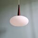 Scandinavian suspension in teak and white opaline, Louis Kalff, Philips, 1960.