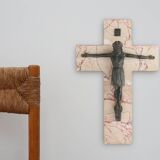 Belgian Bronze and Marble Crucifix, circa 1920