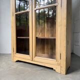 Glass cabinet or display case in pine 1950