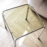 70s chrome and smoked glass side table